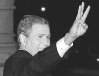 George W. Bush en Texas en la noche del domingo, cuando 