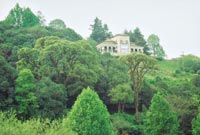 Casonas de estilo europeo en las verdes laderas del cerro San Javier.